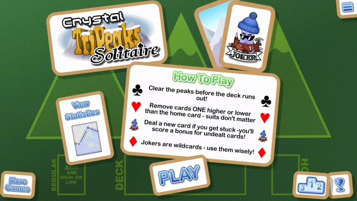 Tangkapan layar Crystal TriPeaks Solitaire