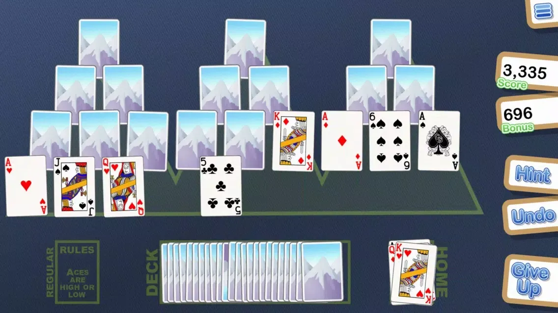 Tangkapan layar Crystal TriPeaks Solitaire