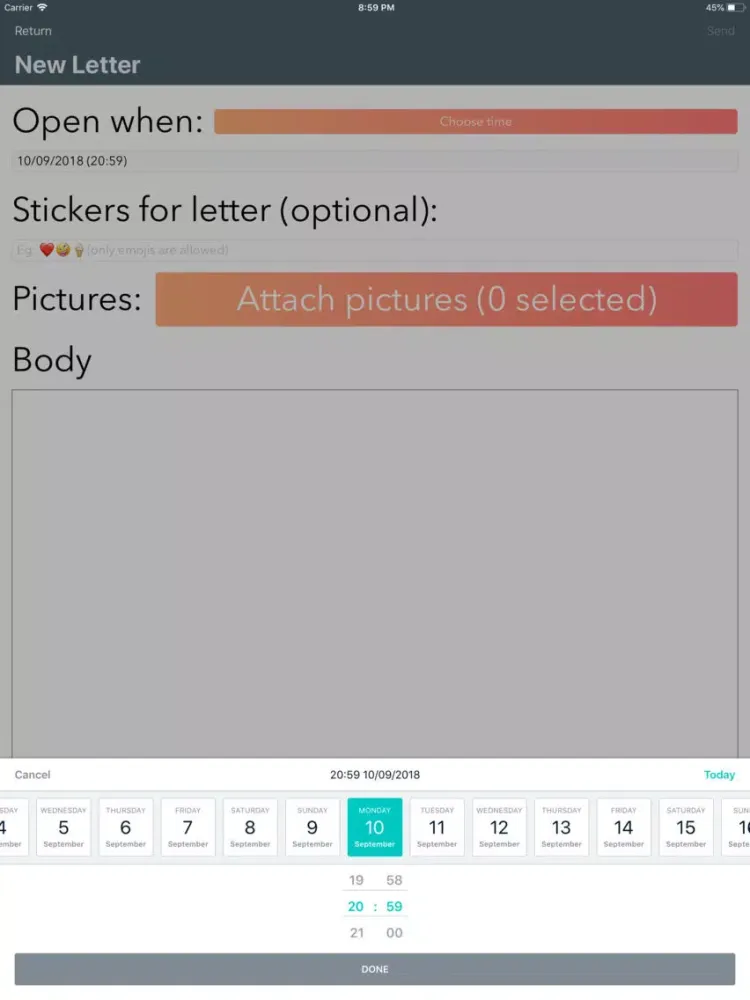 Ảnh chụp màn hình của Open When Letter iPad 
