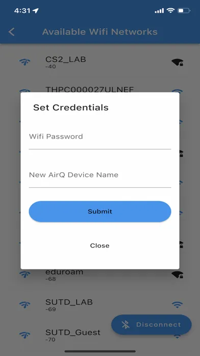 Screenshot di AirQ Configure