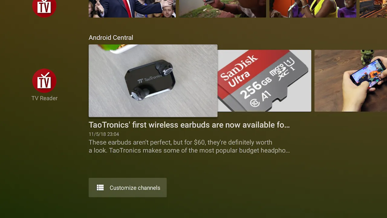 Capturas de tela do TV Reader