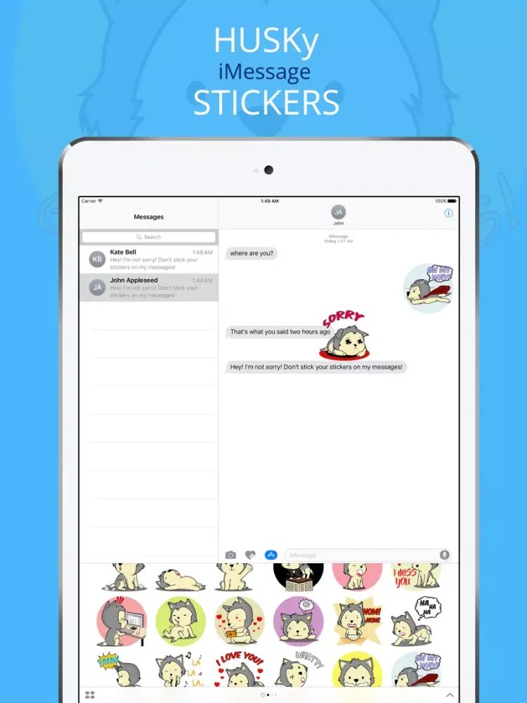 Husky & Dogs Animated Stickers iPad  Ekran Görüntüleri