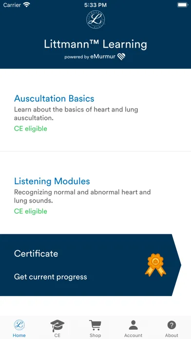 Zrzuty ekranu Littmann™ Learning