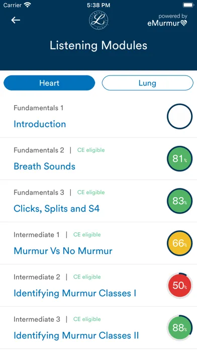 Zrzuty ekranu Littmann™ Learning