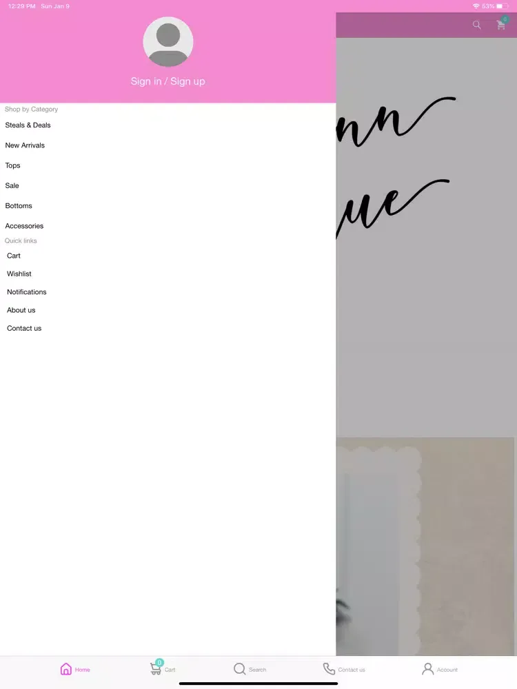 Tangkapan skrin Erica Lynn Boutique iPad 