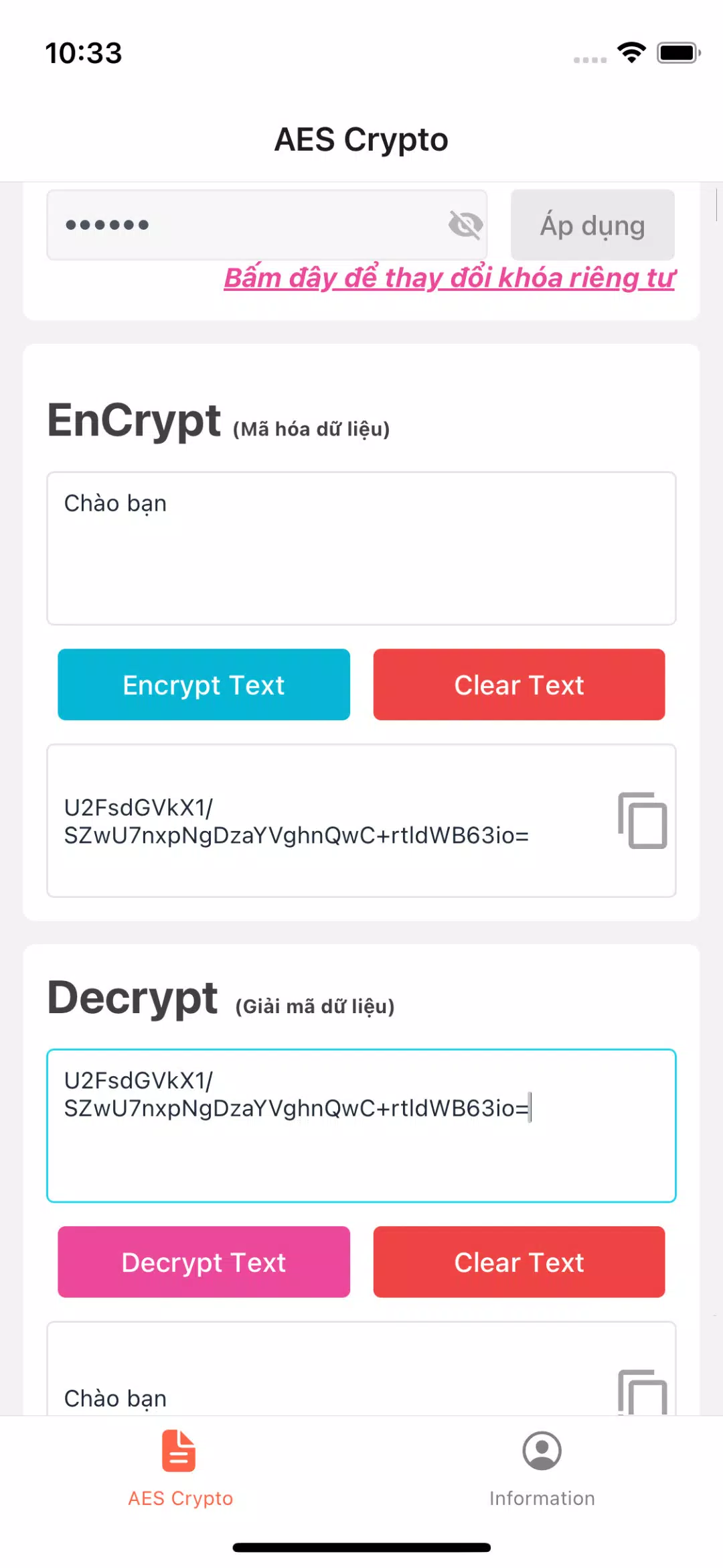 Tangkapan skrin AES Crypto