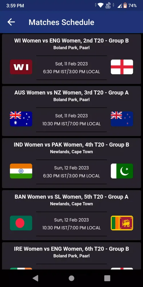 T20 Live Score Cricket 스크린샷