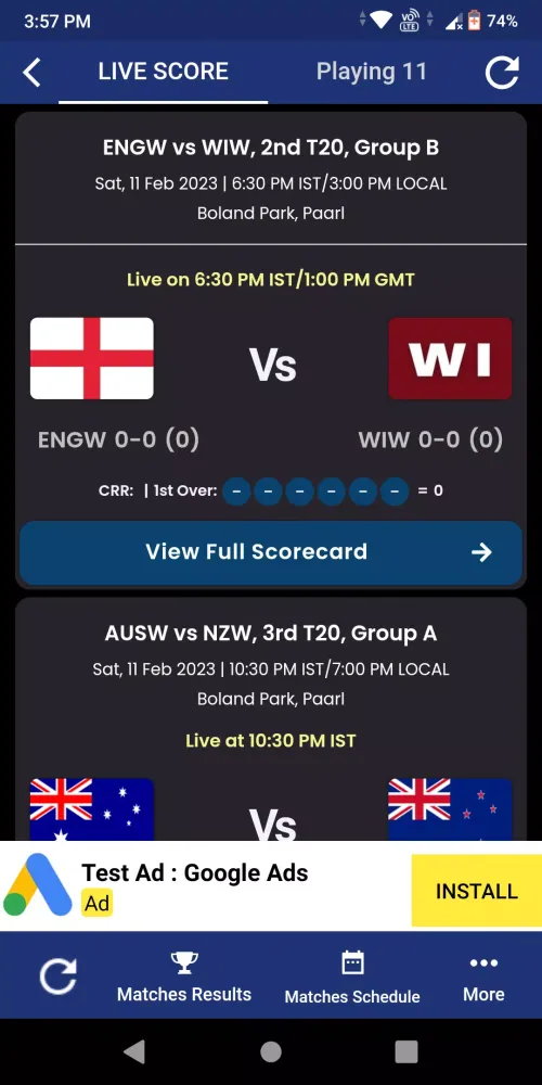 T20 Live Score Cricket 스크린샷