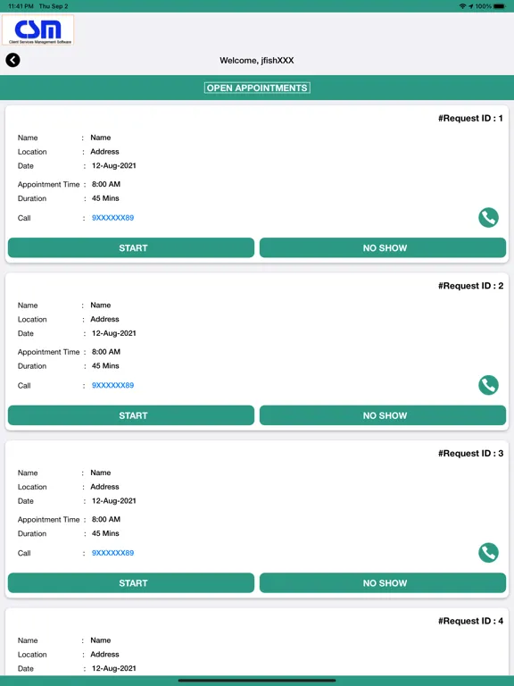 Client Service Management-EVV iPad  Screenshots