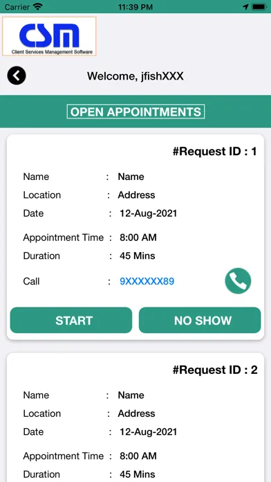 Client Service Management-EVV Screenshots