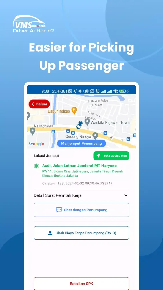 Tangkapan layar VMS Indorent Driver v2