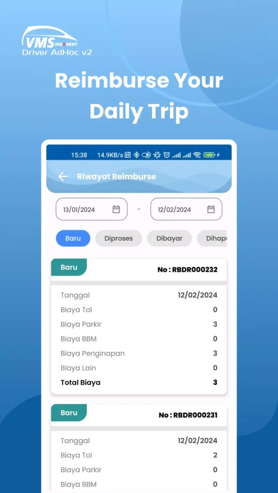 Tangkapan layar VMS Indorent Driver v2