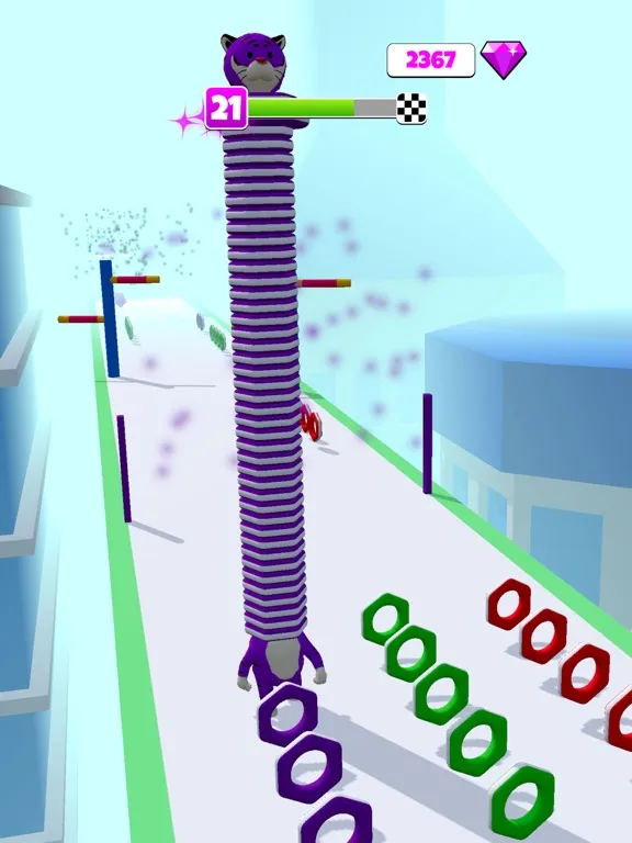 Tangkapan skrin Real Long Neck Run: Ring stack iPad 