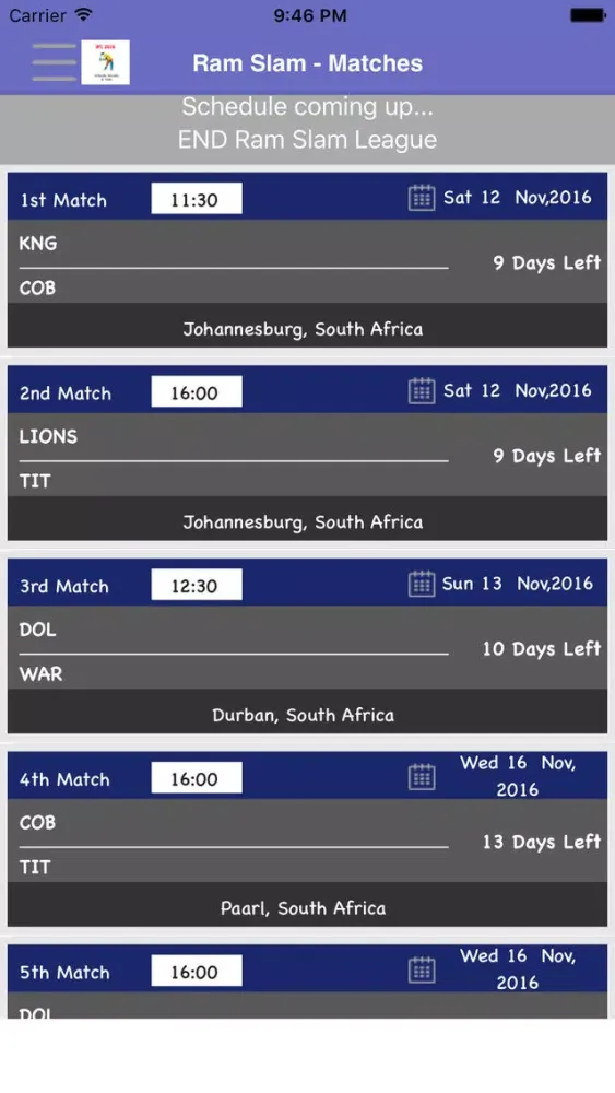 Ảnh chụp màn hình của CSA T20 Schedule,Live Score,Results