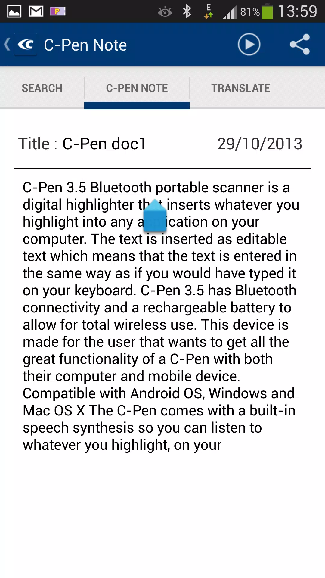 C-Pen Note Screenshots