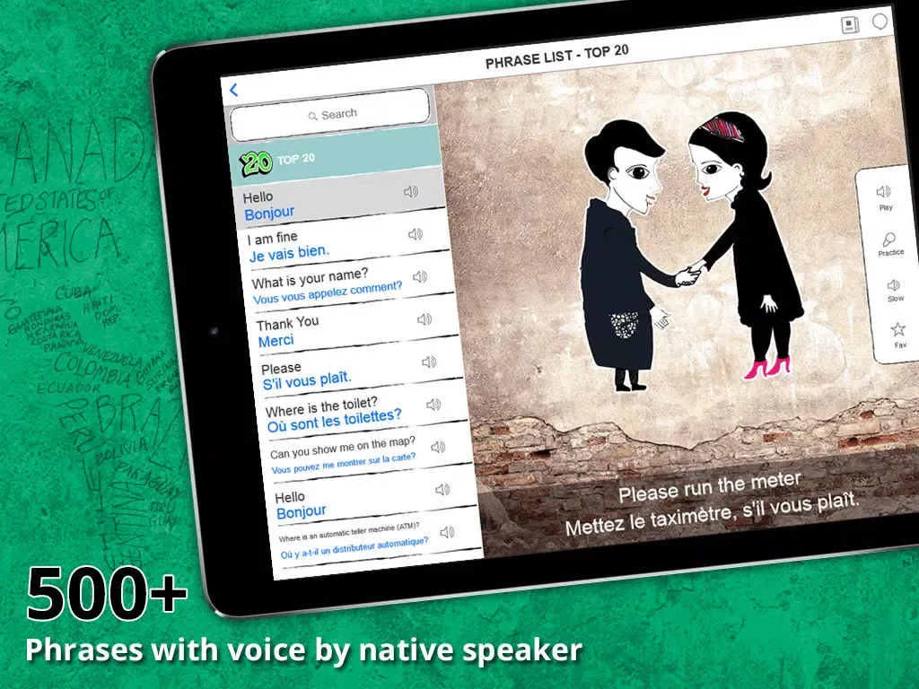 Zrzuty ekranu French Phrasi - Free Offline Phrasebook with Flashcards, Street Art and Voice of Native Speaker iPad 
