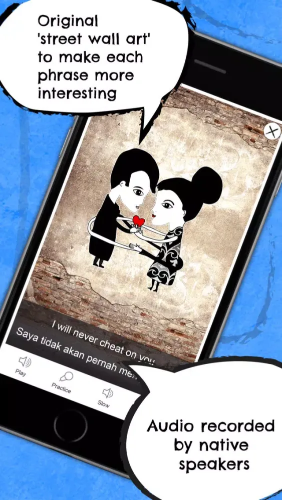 Screenshot di Indonesian Phrasi - Free Offline Phrasebook with Flashcards, Street Art and Voice of Native Speaker for Indonesia Travel