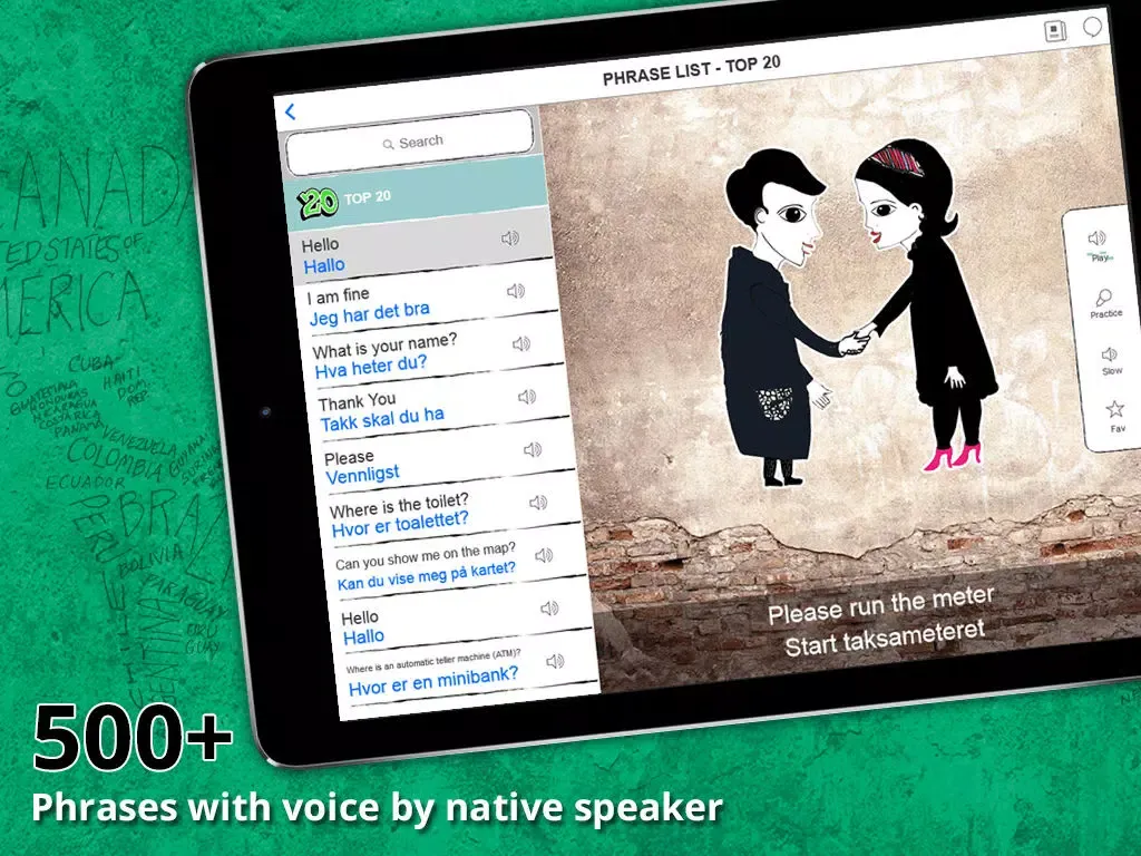 Norwegian Phrasi - Free Offline Phrasebook with Flashcards, Street Art and Voice of Native Speaker iPad  Ekran Görüntüleri