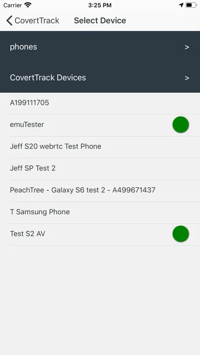 CovertTrack Mobile Screenshots