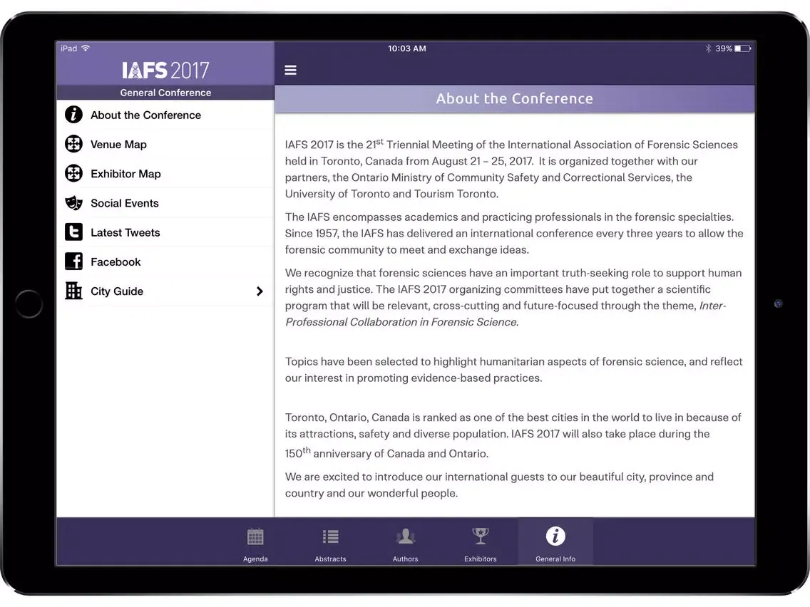 International Association of Forensic Sciences iPad  スクリーンショット