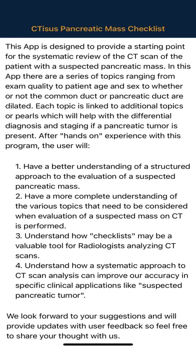CTisus Pancreas Mass Checklist Screenshots