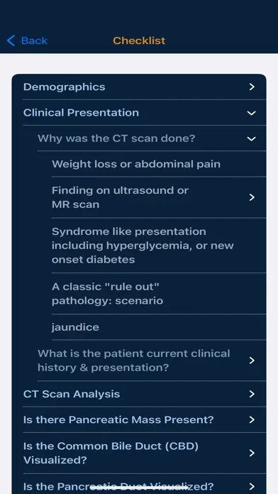 CTisus Pancreas Mass Checklist Screenshots