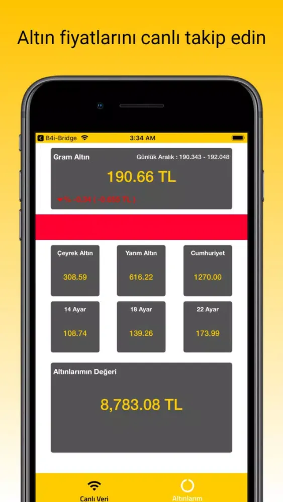 Tangkapan layar Altın Fiyatları-Altın Hesapla