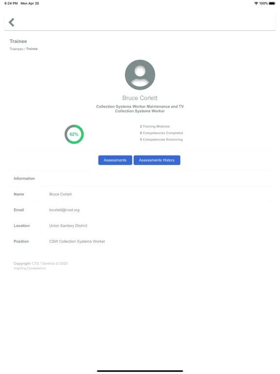 CTS Assessment iPad  Screenshots