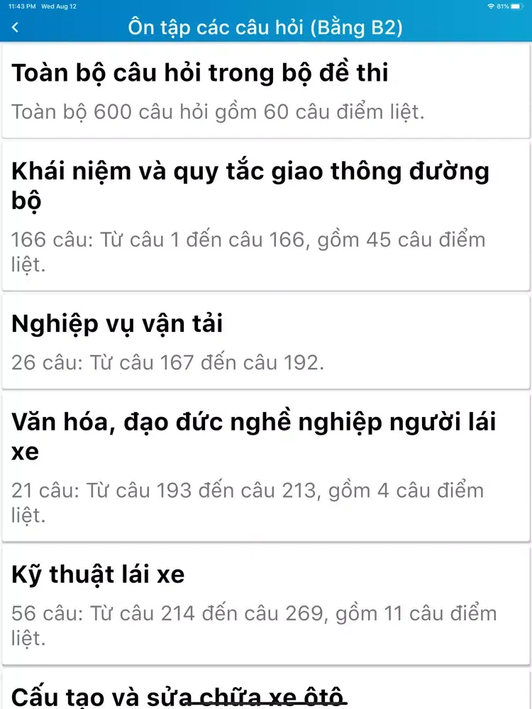 Zrzuty ekranu Ôn thi GPLX - Thi thu B2 iPad 