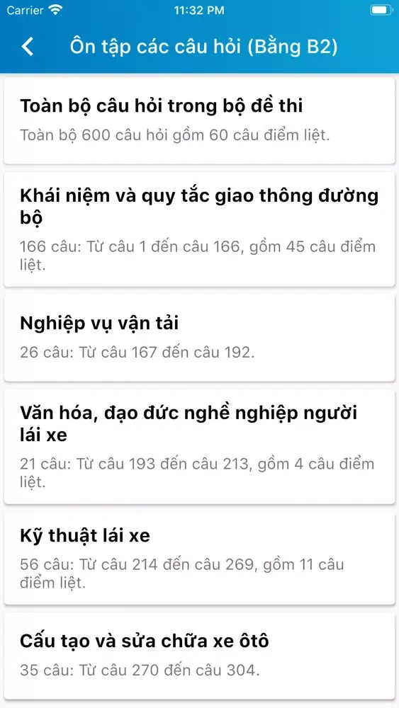 Zrzuty ekranu Ôn thi GPLX - Thi thu B2