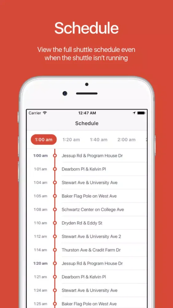 Ảnh chụp màn hình của Cornell Big Red Shuttle
