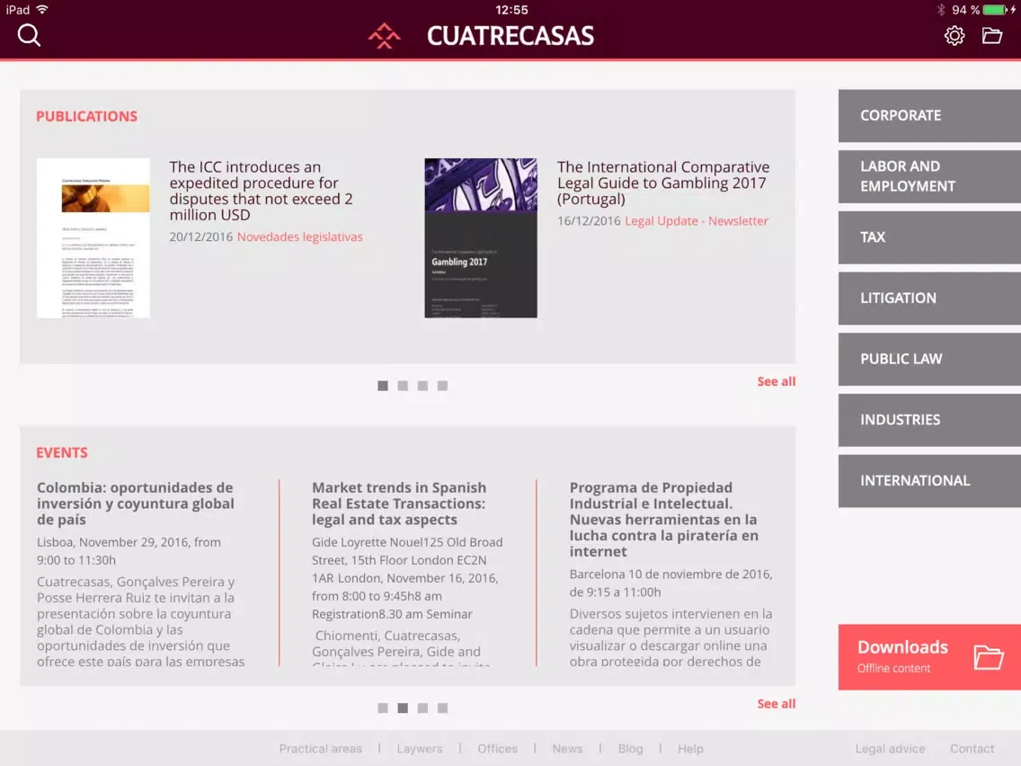 Cuatrecasas Legal Updates iPad  Screenshots