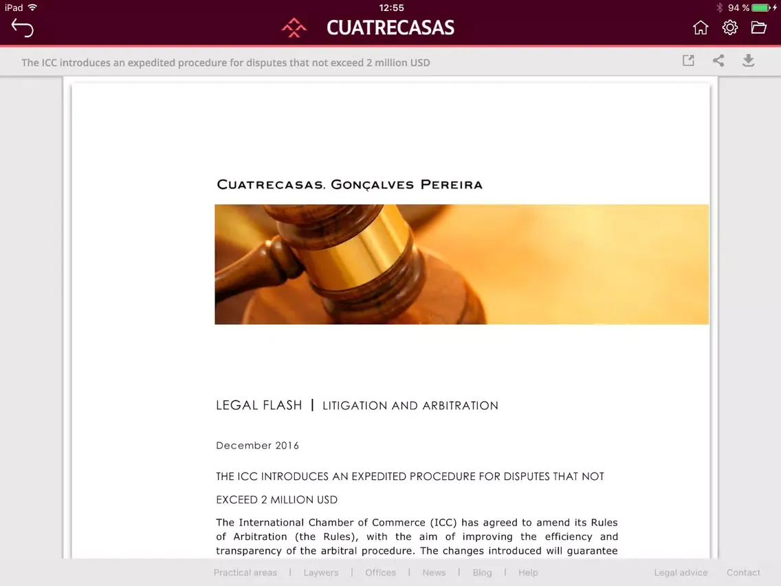 Cuatrecasas Legal Updates iPad  Screenshots
