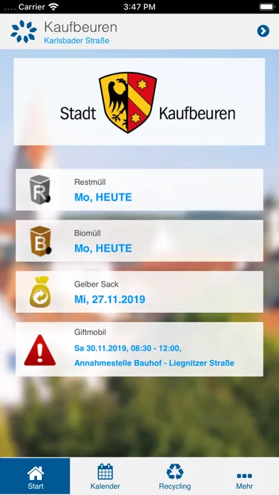Stadt Kaufbeuren Abfall-App Screenshots