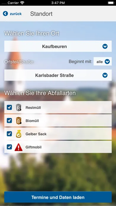 Stadt Kaufbeuren Abfall-App Screenshots