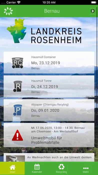 Tangkapan skrin Landkreis Rosenheim Abfall-App