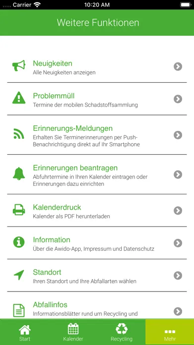 Tangkapan skrin Landkreis Rosenheim Abfall-App