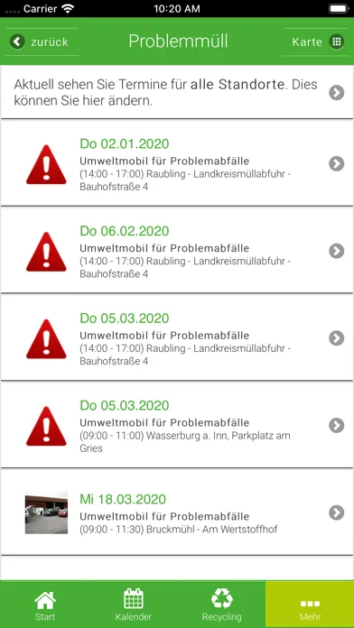 Tangkapan skrin Landkreis Rosenheim Abfall-App