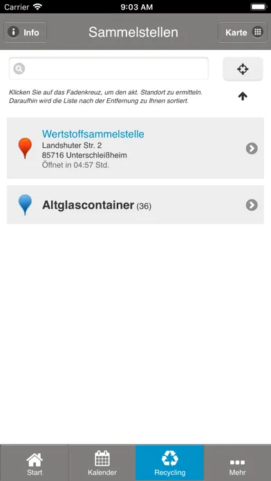 Tangkapan layar Unterschleissheim Abfall-App