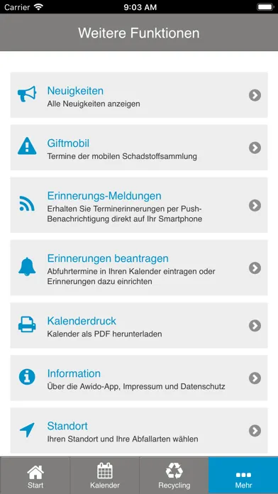Tangkapan layar Unterschleissheim Abfall-App
