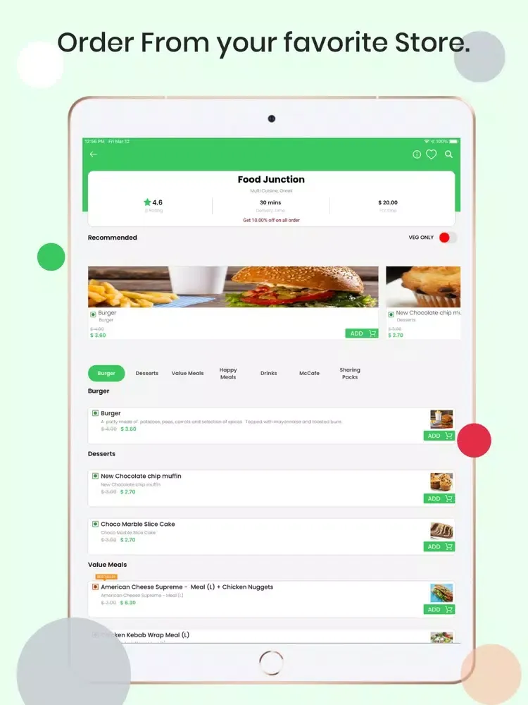 Tangkapan layar CubeFoodX iPad 