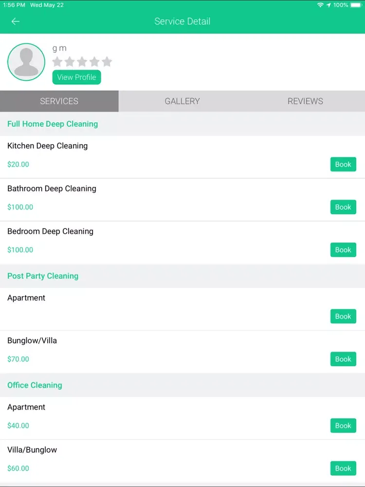 V3C-HomeCleaning User iPad  Screenshots