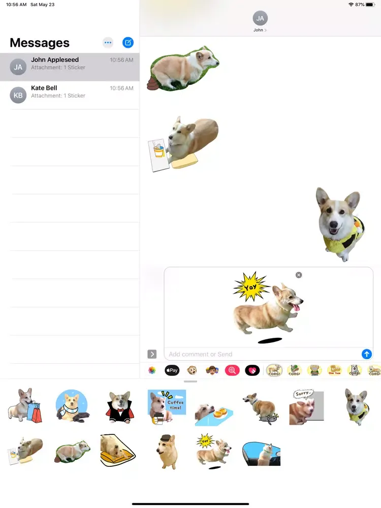 Capturas de tela do Fluffy cute Corgi Stickers iPad 