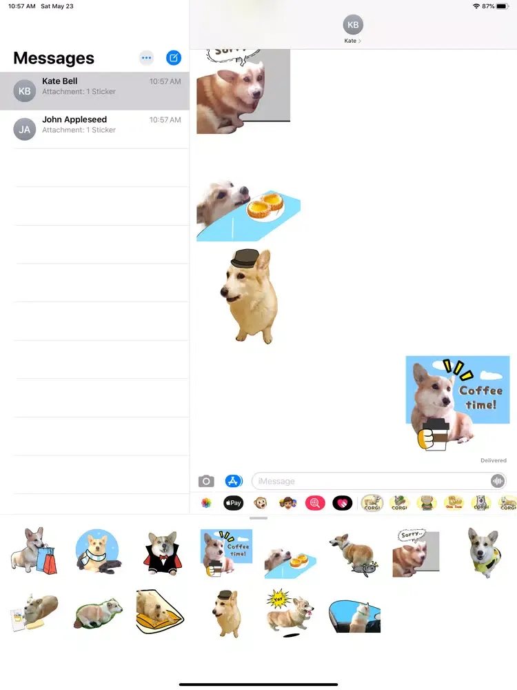 Capturas de tela do Fluffy cute Corgi Stickers iPad 