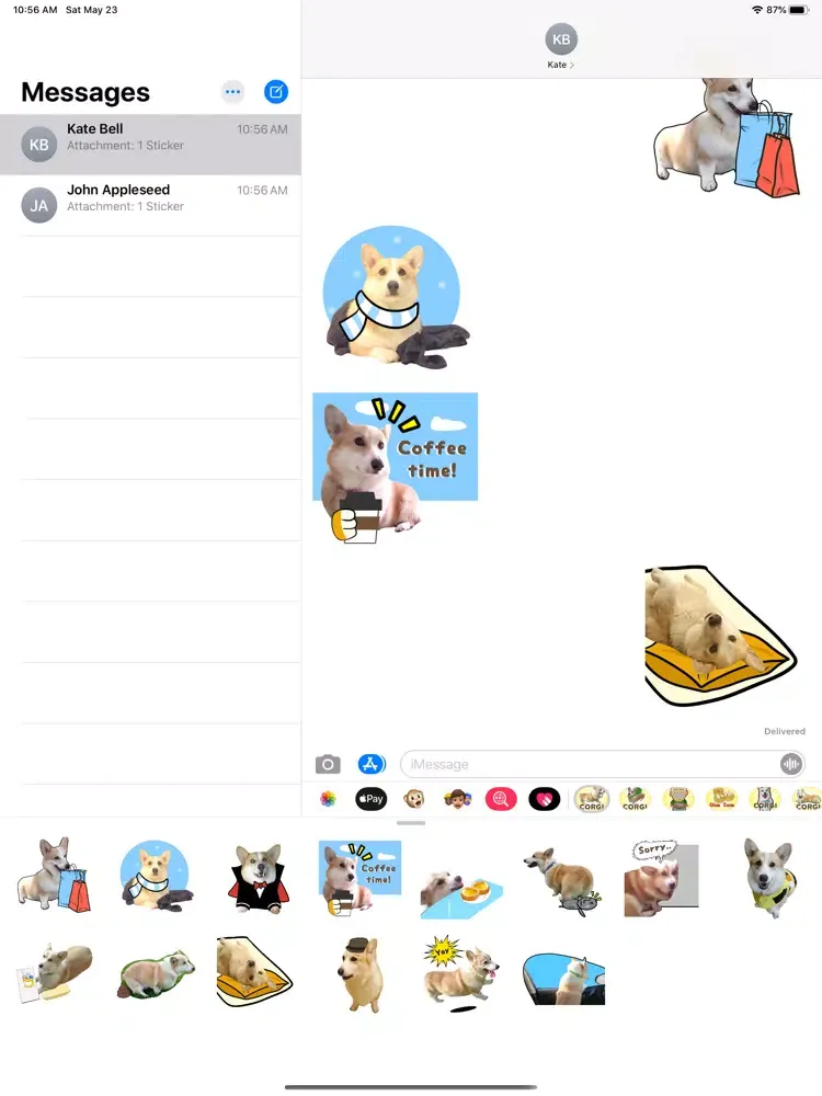 Capturas de tela do Fluffy cute Corgi Stickers iPad 