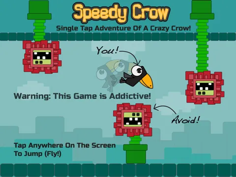 Tangkapan skrin Speedy Crow-The Single Tap Adventure Of A Funny Flying Crazy Bird! iPad 
