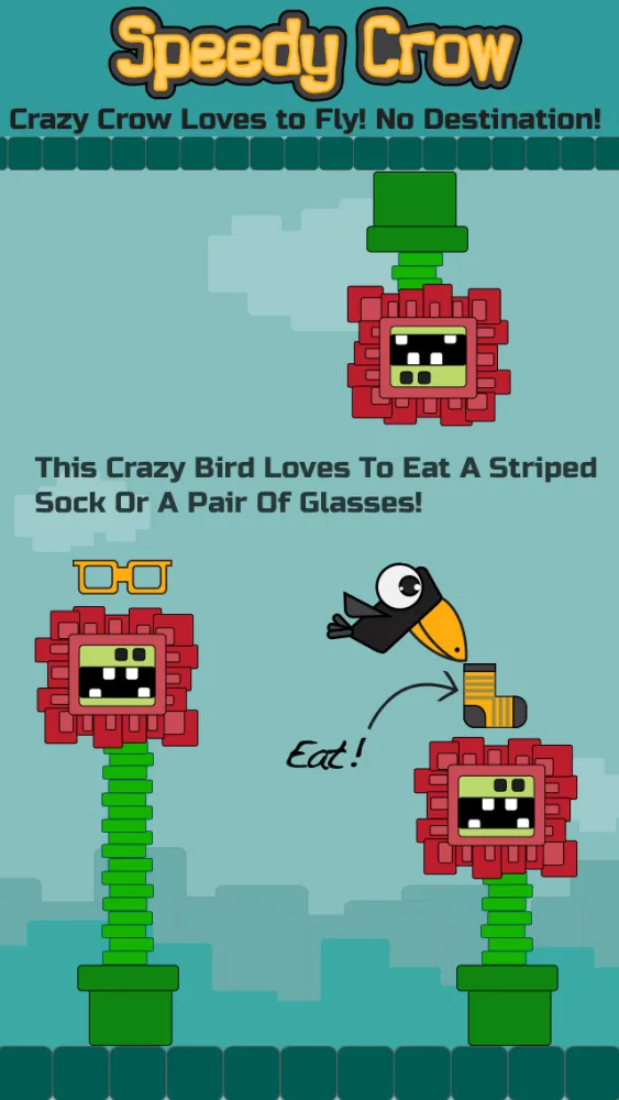 Tangkapan skrin Speedy Crow-The Single Tap Adventure Of A Funny Flying Crazy Bird!