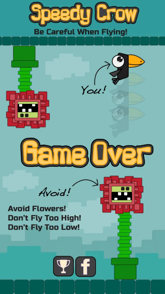 Tangkapan skrin Speedy Crow-The Single Tap Adventure Of A Funny Flying Crazy Bird!