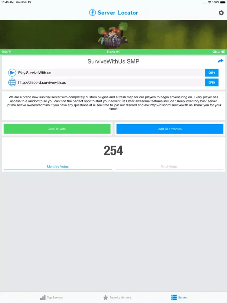 Server Locator iPad  Ekran Görüntüleri