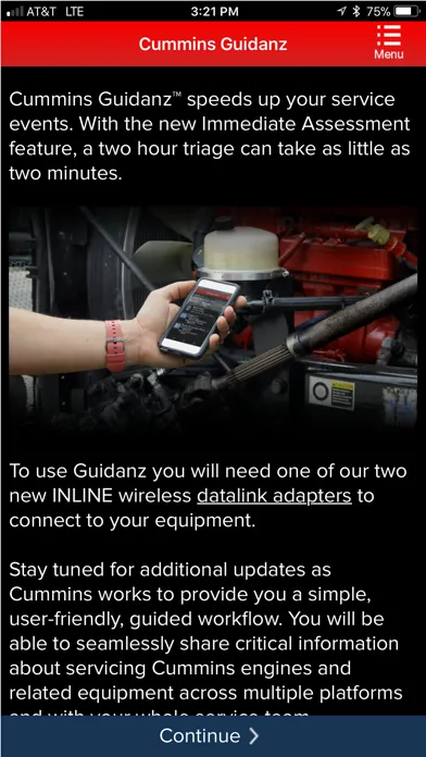 Tangkapan skrin Cummins Guidanz